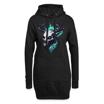 Deer Skull // mystischer Totenkopf Hirsch FS0172 - Hoodie-Kleid - Schwarz - Vorne