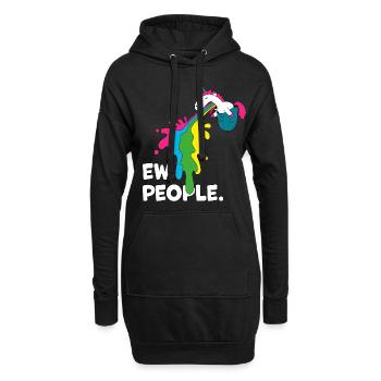Cadeau drôle de licorne en cours d'exécution de poche d'arc-en-ciel de personnes d'Ew - Sweat-shirt à capuche long Femme - noir - Devant