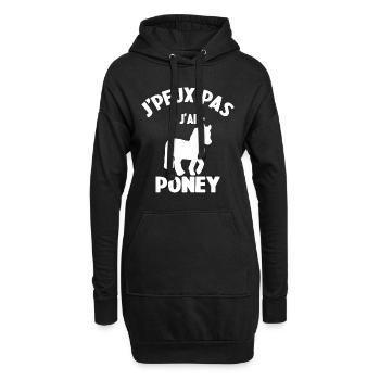 Je Peux Pas J'ai Poney - Sweat-shirt à capuche long Femme - noir - Devant