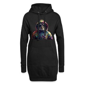 Hibou avec lunettes de soleil Hiboux colorés et cool Animal forestier - Sweat-shirt à capuche long Femme - noir - Devant