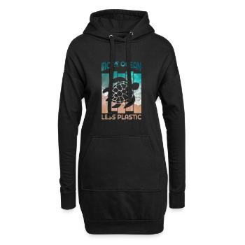 More Ocean Less Plastic Meeresschildkröte Schutz - Hoodie-Kleid - Schwarz - Vorne