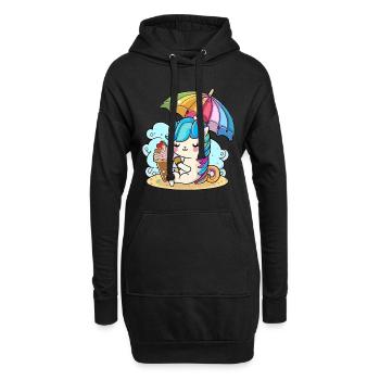 Rêves de licorne - Sweat-shirt à capuche long Femme - noir - Devant