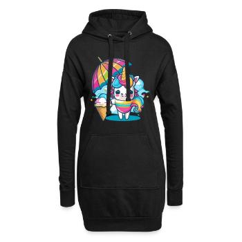 Fantaisie de licorne - Sweat-shirt à capuche long Femme - noir - Devant