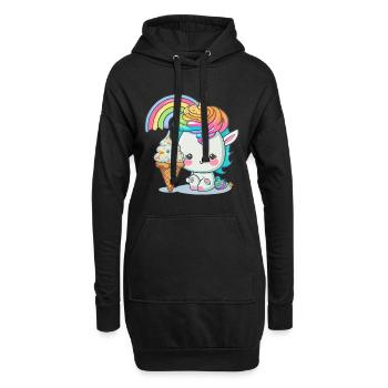 Le paradis des licornes aux cheveux arc-en-ciel - Sweat-shirt à capuche long Femme - noir - Devant