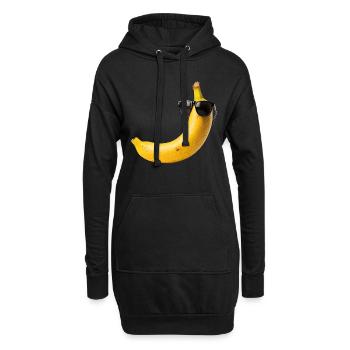 Lunettes de soleil banane drôle - Sweat-shirt à capuche long Femme - noir - Devant