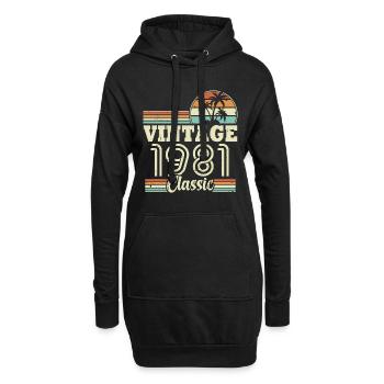 Vintage 1981 Classic, Cadeau D'anniversaire 42 Ans - Sweat-shirt à capuche long Femme - noir - Devant