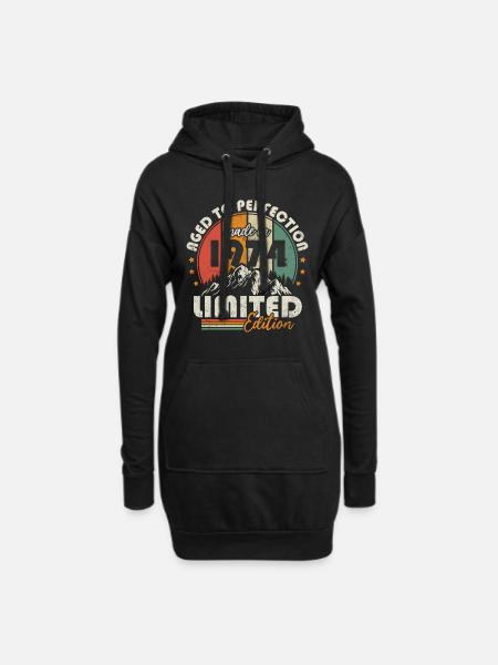 Vintage 1974 Vintage Retro Geburtstagsgeschenk - Hoodie-Kleid - Schwarz