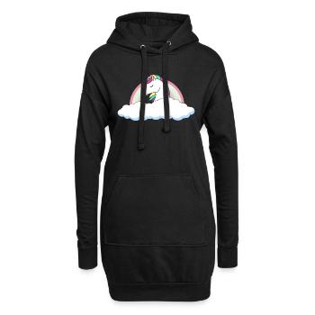 Licorne au-dessus des nuages - Sweat-shirt à capuche long Femme - noir - Devant