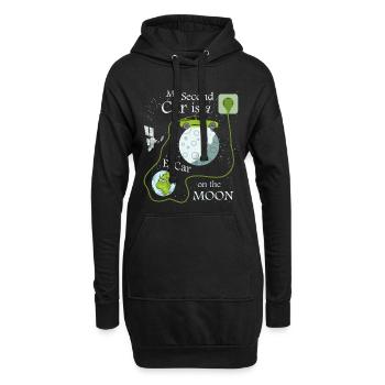 E-Auto auf dem Mond - Hoodie-Kleid - Schwarz - Vorne
