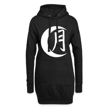 Das Wort Mond auf Japanisch (weiß) - Hoodie-Kleid - Schwarz - Vorne