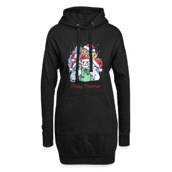 Conception de l’équipage de Noël de chat festif - Sweat-shirt à capuche long Femme - noir - Devant