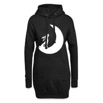 Un lapin sur la lune - Sweat-shirt à capuche long Femme - noir - Devant