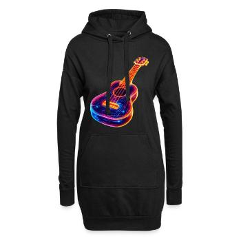 Ukulele Synthwave - Hoodie-Kleid - Schwarz - Vorne