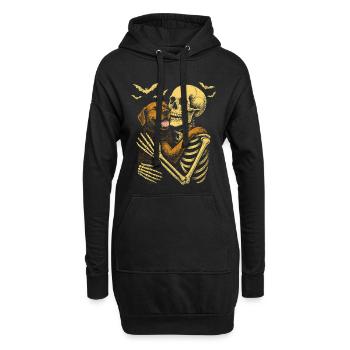 Skelett-Kuschel-Labrador-Retriever - Hoodie-Kleid - Schwarz - Vorne
