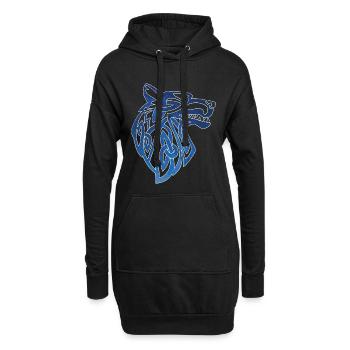 Loup viking et ciel étoilé - Sweat-shirt à capuche long Femme - noir - Devant