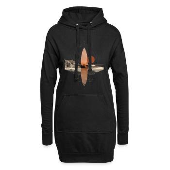 Kupferne Wellen Orbit - Geometrisches Surfbrett - Hoodie-Kleid - Schwarz - Vorne