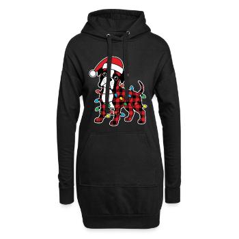 Chien Boxer Noël Plaid Rouge Carreaux - Sweat-shirt à capuche long Femme - noir - Devant