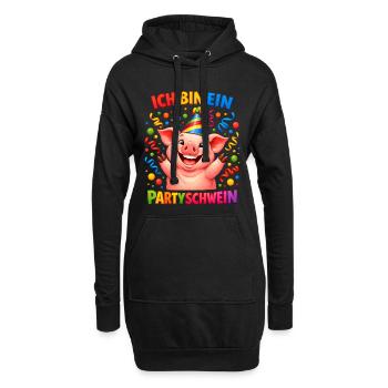 Schwein Kostüm Party Karneval Fasching feiern bunt - Hoodie-Kleid - Schwarz - Vorne