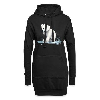 Ours polaire Bébé Ours polaire - Sweat-shirt à capuche long Femme - noir - Devant