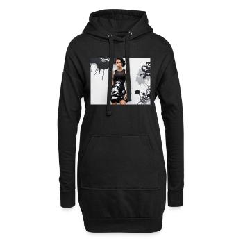 Éclaboussures noires femme robe avec motif omikly - Sweat-shirt à capuche long Femme - noir - Devant