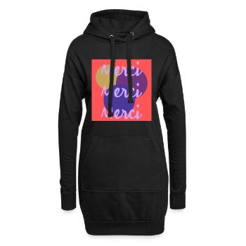 MERCI. THANKS. THANK YOU. ANNIVERSAIRE. NAISSANCE. - Sweat-shirt à capuche long Femme - noir - Devant