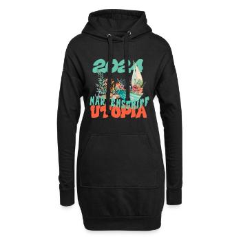 L’utopie de la Nef des fous en 2024 - Sweat-shirt à capuche long Femme - noir - Devant