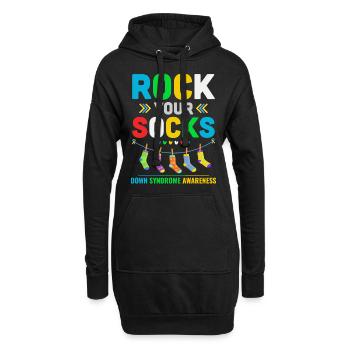 Down-Syndrom-Awareness-Tag Gelb Blaue Socken - Hoodie-Kleid - Schwarz - Vorne