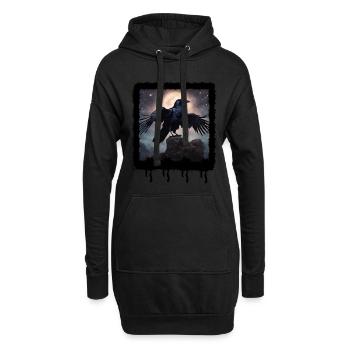 Mystic Crow - Grand Corbeau au clair de lune - Sweat-shirt à capuche long Femme - noir - Devant