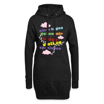 eines Tages - Wolken - Trauer und Verlust Motiv - Hoodie-Kleid - Schwarz - Vorne