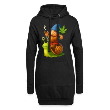 Cooler Zwerg kiffend auf Schnecke - Cannabis -Weed - Hoodie-Kleid - Schwarz - Vorne