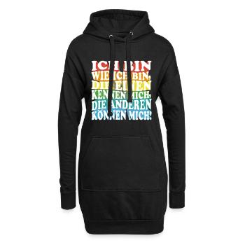 Ich bin wie ich bin - Adenauer Zitat in 3D Text - Hoodie-Kleid - Schwarz - Vorne
