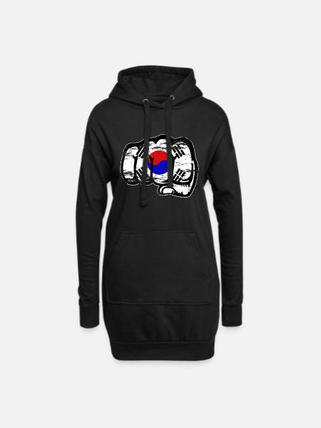 Südkorea Flagge Hand Faust used - Hoodie-Kleid - Schwarz