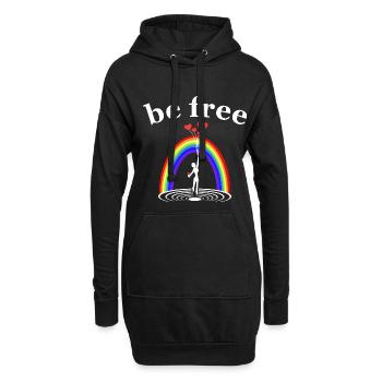 sei frei - be free -Freiheit - Hoodie-Kleid - Schwarz - Vorne