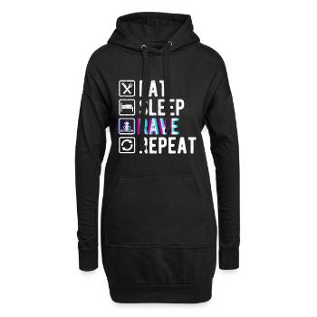 Eat Sleep Rave Repeat Techno Festival Electro - Hoodie-Kleid - Schwarz - Vorne