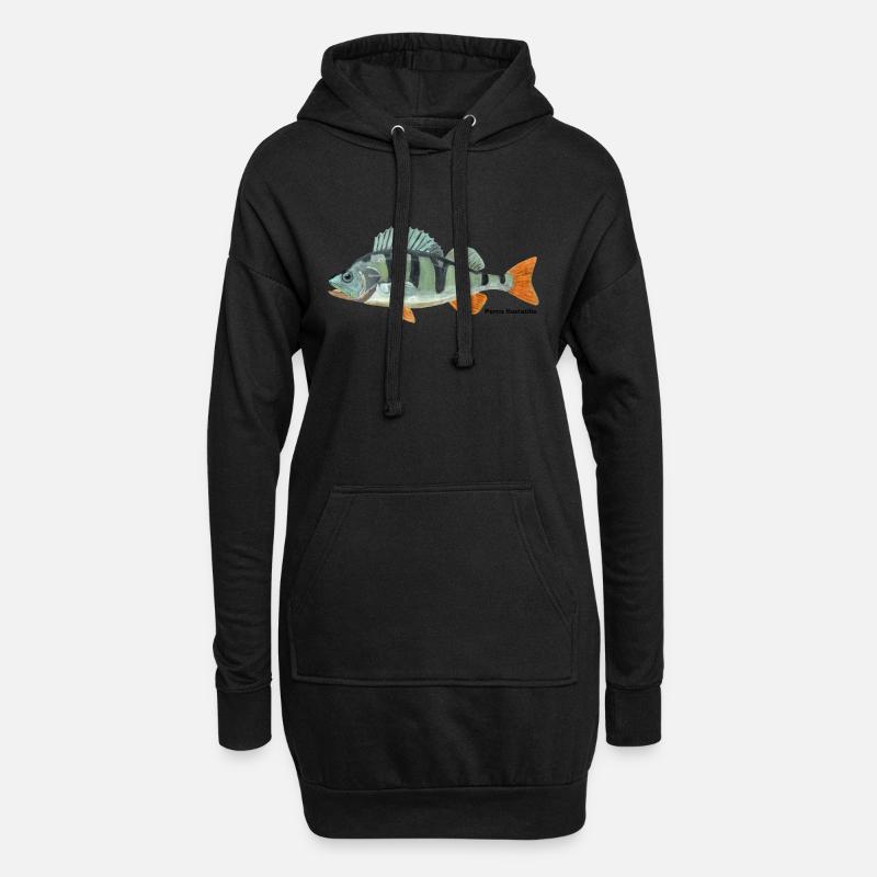 Barsch - Perca fluviatilis - Hoodie-Kleid - Schwarz