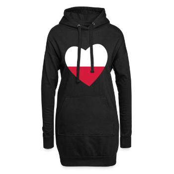 Herz Polen - Hoodie-Kleid - Schwarz - Vorne