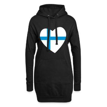 Herz Finnland - Hoodie-Kleid - Schwarz - Vorne
