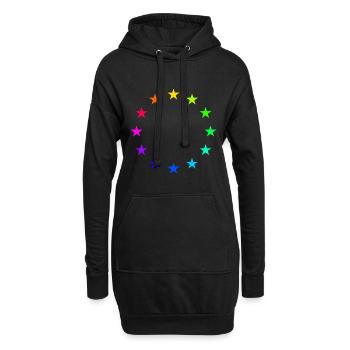 étoiles colorées du drapeau de l'europe - Sweat-shirt à capuche long Femme - noir - Devant