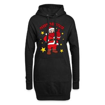 Joyeux Noël Santa Claus avec masque facial - Sweat-shirt à capuche long Femme - noir - Devant