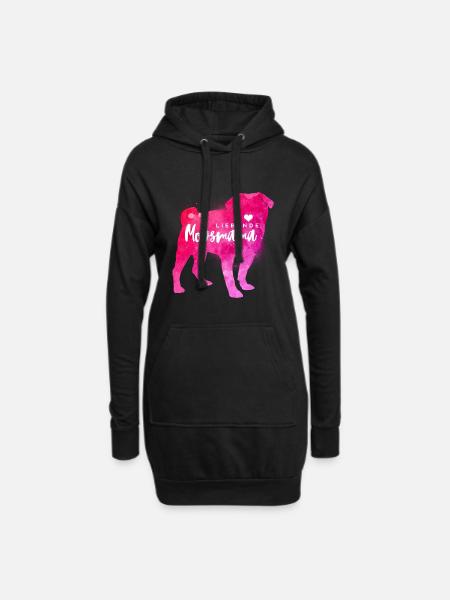 Liebende Mopsmama - Hoodie-Kleid - Schwarz