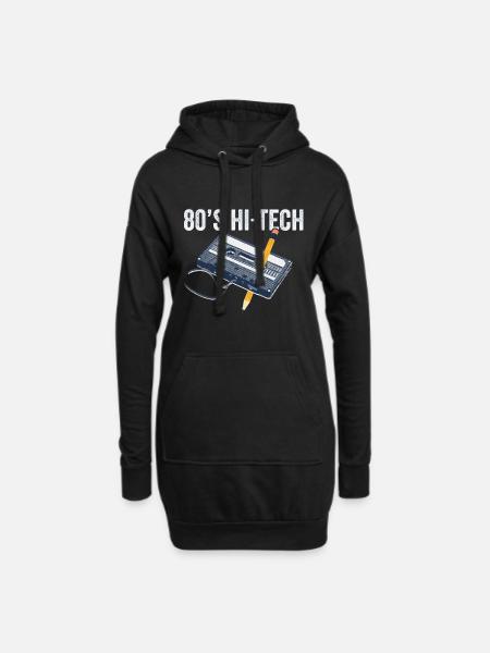 80er Jahre 90er Jahre Kassette Stift Retro Lustig - Hoodie-Kleid - Schwarz