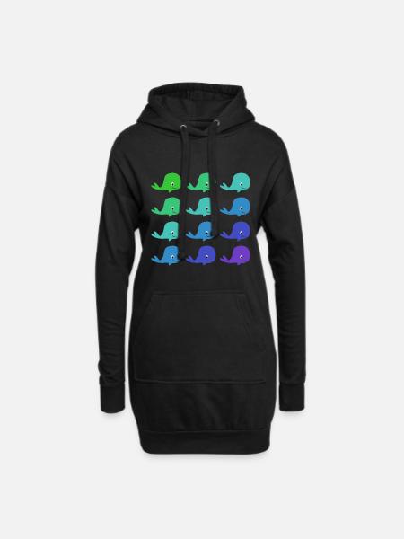 Whales pattern - Hoodie Dress - black