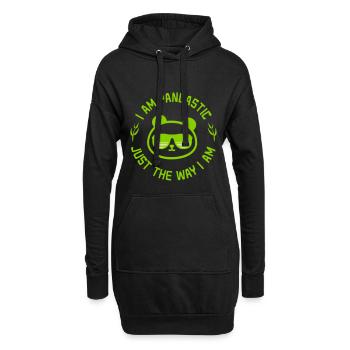 Wortspiel: Pandastic – Panda cool mit Sonnenbrille - Hoodie-Kleid - Schwarz - Vorne