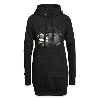 Schlafender Dachs - Hoodie-Kleid - Schwarz - Vorne