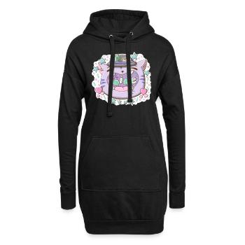 Fat cat veut tout dans le style kawaii - Sweat-shirt à capuche long Femme - noir - Devant