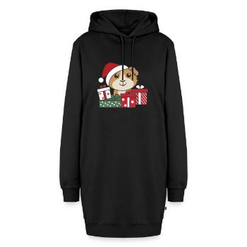 Meerschweinchen Weihnachten Geschenk Winter Tiere - Hoodie-Kleid - Schwarz - Vorne - AI Model Female 172 light (172cm)