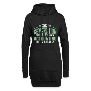 Jede Generation macht ihre eigene Buchhaltung - Hoodie-Kleid - Schwarz - Vorne