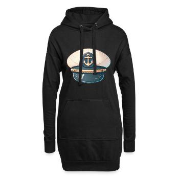 Illustration classique du chapeau de capitaine - Sweat-shirt à capuche long Femme - noir - Devant