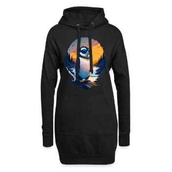 Pingouin mignon - Sweat-shirt à capuche long Femme - noir - Devant