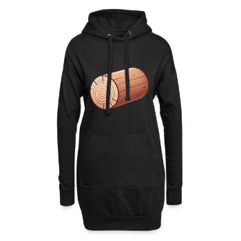 Rustikale Holzblock-Illustration - Hoodie-Kleid - Schwarz - Vorne